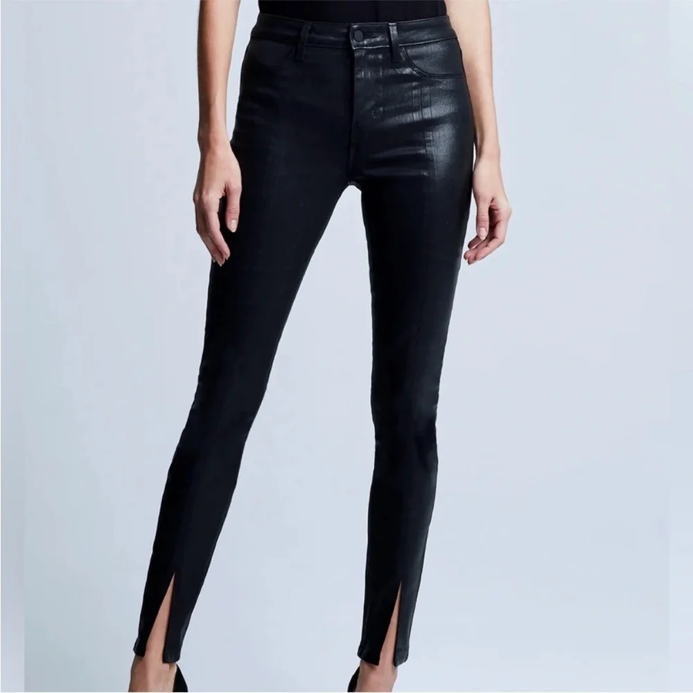 NWOT L'AGENCE Jyothi Coated Split Ankle High Rise Bodycon Skinny Jeans Size 29